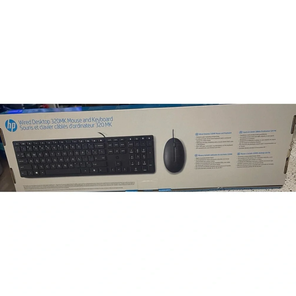 HP Wired Desktop 320MK Mouse and Mechanical Keyboard - Black